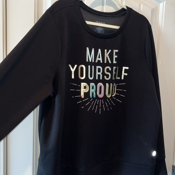 Torrid Active Cupro Long Sleeve Active Sweatshirt Black Make Yourself proud 3X - Picture 5 of 8